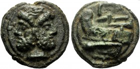 Anonymous (semilibral), Cast As, Rome, 217-215 BC AE (g 145,84 mm 51 h 12) Laureate head of Janus, Rv. Prow l. above, I. Crawford 38/1 Sydenham 89 TV ...