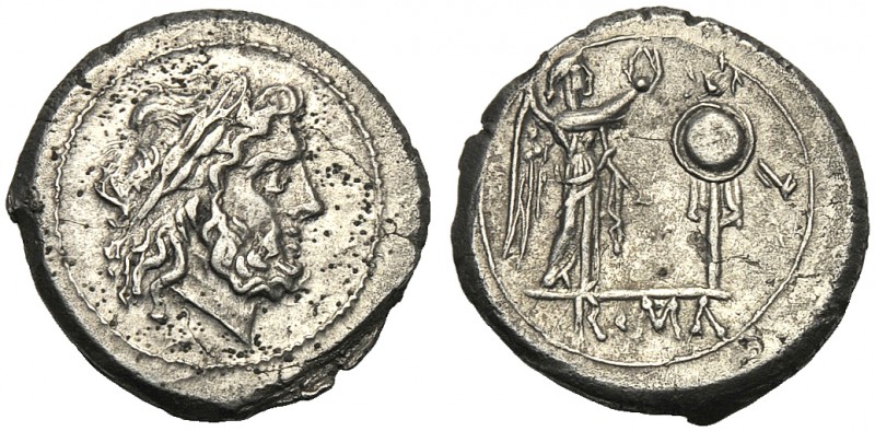 Anonymous, Victoriatus, Rome, traditionally after 211 BC AR (g 3,25 mm 17 h 9) L...