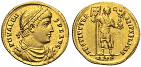 Valens (364-378), Solidus, Antioch, AD 364-367 AV (g 4,46 mm 22 h 5) D N VALEN - S P F AVG, diademed, draped and cuirassed bust r., Rv. RESTITVTOR - R...