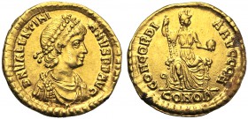 Valentinian II (375-392), Solidus, Constantinopolis, AD 378-383 AV (g 4,45 mm 20 h 12) D N VALENTINI - ANVS P F AVG, diademed, draped and cuirassed bu...