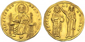 Romanus III (1028-1034), Histamenon nomisma, Constantinople, 1028-1034 AR (g 4,34 mm 20 h 6) + Ihs XIS REX REGNANTIYM, nimbate Christ seated facing, b...
