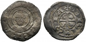 Italy, Brescia, Comune (1186-1337), Obolo, 1186-1254 MI (g 0,42 mm 14 h 2) IMPATOR, bust of Saint facing, Rv. +BRISIA, cross with 4 trefolis. Biaggi 4...