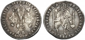 Italy, Firenze, Repubblica (1189-1531), Grosso guelfo da 4 soldi, 1345-1346 AR (g 2,26 mm 22 h 12) + DET TIBI FLORERE XPS FLORENTIA VERE, lily, Rv. + ...
