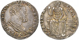 Italy, Firenze, Cosimo I de Medici (1536-1574), Testone, 1536-1574 AR (g 9,25 mm 30 h 3) COSMVS MED FLOREN ET SENARVM DVX II, cuirassed bust r., Rv. S...