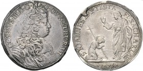 Italy, Firenze, Cosimo III de Medici (1670-1723), Mezza Piastra, 1676 AR (g 15,53 mm 37 h 6) COSMVS III D G MAG DVX ETRVR VI, cuirassed bust r., Rv. S...