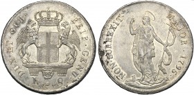 Italy, Genova, Repubblica, Dogi Biennali (1528-1797), 8 Lire, 1795 AR (g 33,10 mm 41 h 12) CNI 9 Ricci 317 MIR 313/2. Lustrous, extremely fine.