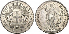 Italy, Genova, Repubblica, Dogi Biennali (1528-1797), 4 Lire, 1796 AR (g 16,70 mm 33 h 12) CNI 11 Ricci 317 MIR 313/4. Scarce, old cabinet tone, extre...