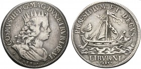 Italy, Livorno, Cosimo III de Medici (1670-1723), Mezzo Tollero, 1683 AR (g 13,01 mm 37 h 6) COSMVS III D G MAG DVX ETRVRIAE VI, coronated bust r., be...