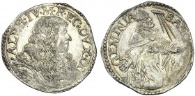 Italy, Modena, Alfonso IV d’Este (1658-1662), Giorgino, 1658-1662 MI (g 2,29 mm 21 h 3) ALPH IV M R E DVX IX, cuirassed bust r. below, ET, Rv. SANCTV ...