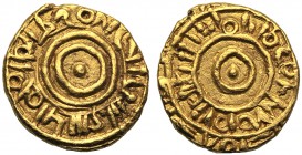 Italy, Palermo (?) Al Ziz billah (365-386), Robai, 365-386 (975-996) AV (g 1,05 mm 10 h -) Arabic legend, around pellet and double linear circle, Rv. ...