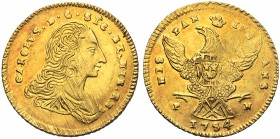 Italy, Palermo, Carlo di Borbone (1734-1759), Doppia Oncia, 1754 AV (g 8,83 mm 27 h 6) CAROLVS DNG SIC ET HIE REX, draped and cuirassed bust of king r...