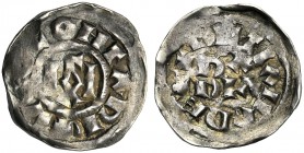 Italy, Pavia, Ugo di Arles re d’Italia, 926-947, con Lotario II, 931-947, Denaro, 926-947 AR (g 1,58 mm 18 h 9) +VGOLOHTARIV Monogr. of Ugo. Rv. + XPI...