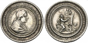 Italy, Papal State, Clemente XIII (1758-1769), Prize Medal of the Accademia di San Luca, 1762, dedicated 1787 to Juan Artalexo AR (g 84 mm 62 h 12) In...