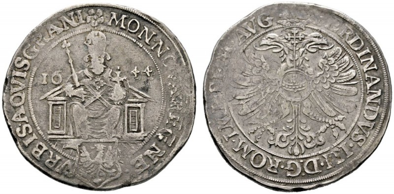 Aachen
Taler 1644. Ähnlich wie vorher, jedoch mit Titulatur Kaiser Ferdinand II...