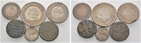 Aachen
Lot (6 Stücke): 32 Mark o.J. (1752-56), 16 und 8 Mark 1752, 1 Mark 1753 sowie Cu-12 Heller 1758 und 1791.
schön, schön-sehr schön, sehr schön...