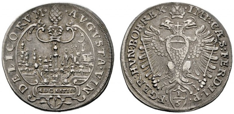 Augsburg
1/6 Taler 1628. Mit Stadtansicht sowie Titulatur Kaiser Ferdinand II. ...