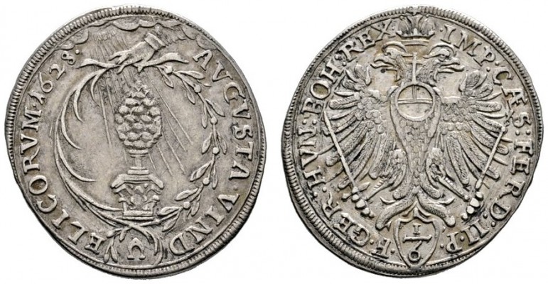 Augsburg
1/6 Taler 1628. Mit Titulatur Kaiser Ferdinand II. Forster 220, Fo./S....