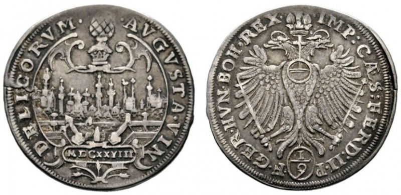 Augsburg
1/9 Taler 1628. Mit Stadtansicht sowie Titulatur Kaiser Ferdinand II. ...