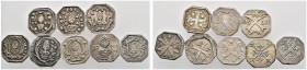 Augsburg
Lot (8 Stücke): Silberabschläge der achteckigen Heller von 1740, 1742, 1744 (2 Varianten), 1745, 1752, 1760 und 1776 (Forster 523, 532, 546,...