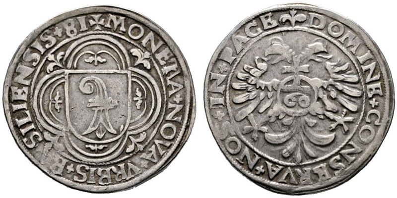 Basel
Guldentaler zu 60 Kreuzer 1581. Wappenschild im verzierten Doppelvierpass...
