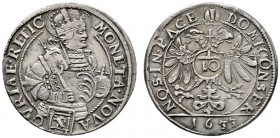 Chur
10 Kreuzer 1629. Gekröntes Hüftbild des hl. Luzius mit Zepter und Reichsapfel nach rechts, davor Stadtschild / Gekrönter Doppeladler, auf der Br...