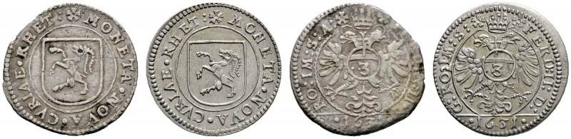 Chur
Lot (2 Stücke): Groschen 1631. Leichte Stempelvarianten. DT 1535a, HMZ 2-4...