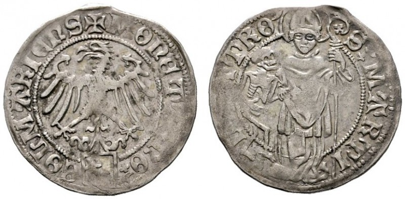 Colmar
Plappart o.J. (nach 1480). Links blickender Adler, darunter Stadtschild ...