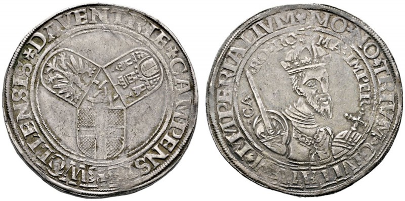 Deventer, Kampen und Zwolle
Taler o.J. (1546). Drei Wappenschilde in Kleeblatts...