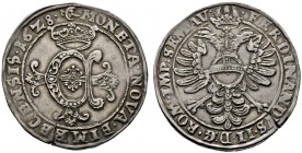 Einbeck
Taler 1628. Auf einem Blumenkreuz aufgelegtes, gekröntes gotisches "E" / Gekrönter Doppeladler, auf der Brust der Reichsapfel sowie Titulatur...