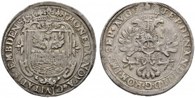 Emden
Taler o.J. (um 1620/30). Gekröntes Stadtwappen auf verziertem Barockschild / Gekrönter Doppeladler, auf der Brust der Reichsapfel sowie Titulat...
