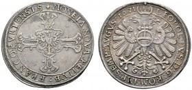 Frankfurt/Main
1/2 Taler 1671 (aus 1670). Ähnlich wie vorher. J.u.F. 560. 14,48 g
von größter Seltenheit, leichte Patina, sehr schön-vorzüglich
Exe...