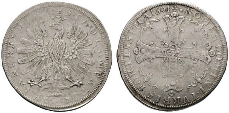 Frankfurt/Main
Gulden zu 60 Kreuzer 1694. Der gekrönte, nach links blickende Fr...
