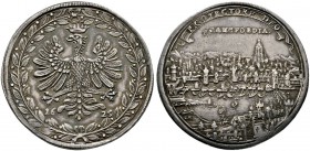 Frankfurt/Main
Silbermedaille (Schautaler) 1625. In einem Lorbeerkranz der gekrönte, nach links blickende Frankfurter Adler, unten seitlich die getre...