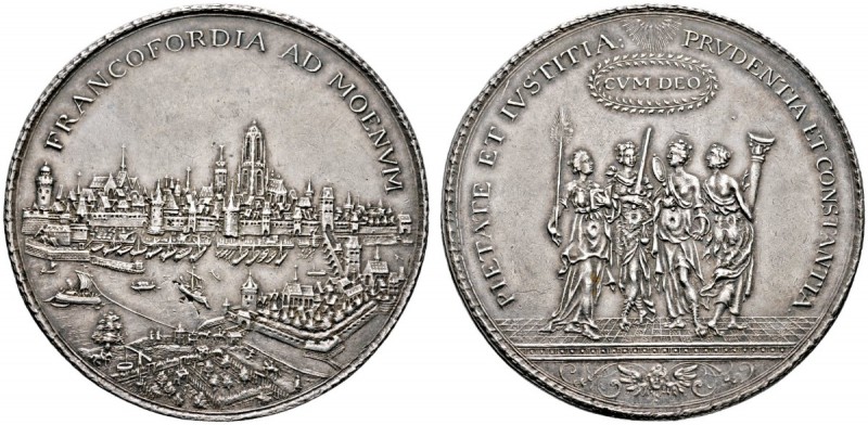 Frankfurt/Main
Silbermedaille o.J. (1648) unsigniert, auf die Standhaftigkeit d...