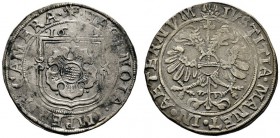 Hagenau
Dicken 1614 (die letzten beiden Ziffern der Jahreszahl schwer lesbar). Verzierter Stadtschild in dreifacher Umrahmung / Gekrönter Doppeladler...