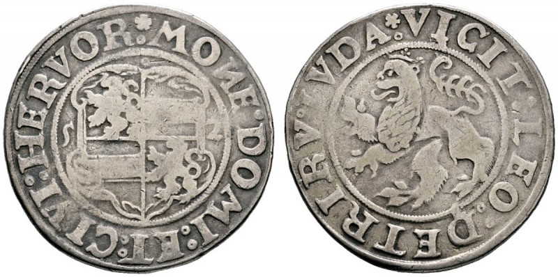 Herford
Taler 1552. Vierfeldiger Wappenschild zwischen der abgekürzten, geteilt...