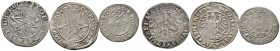 Isny
Lot (3 Stücke): Batzen 1508 und 1530 sowie Halbbatzen 1508 (Nau 5ff, 45, 213).
sehr schön