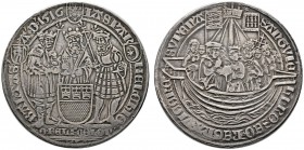 Köln
Guldengroschen (Dreikönigs- oder Ursulataler) 1516. Die Heiligen drei Könige Caspar, Melchior und Balthasar hinter dem Stadtwappen stehend / Hei...