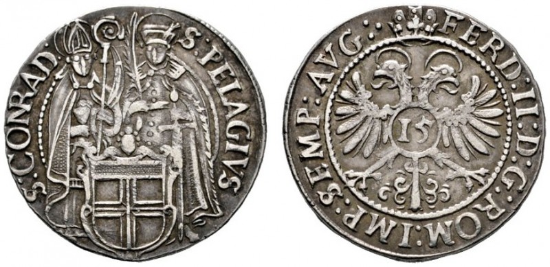 Konstanz
15 Kreuzer o.J. (1622). Mit den beiden Stadtheiligen sowie Titulatur K...