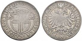Konstanz
Taler 1626. Stadtschild zwischen der geteilten Jahreszahl / Gekrönter Doppeladler sowie Titulatur Kaiser Ferdinand II. Nau 208, Berstett 440...