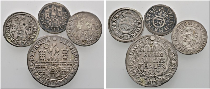 Magdeburg
Lot (4 Stücke): 1/3 Taler 1674 sowie Groschen 1622, 1673 und 1679.
s...