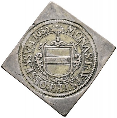 Münster
Einseitige Talerklippe 1660. Verzierter Stadtschild. Peus 50, Mailliet ...