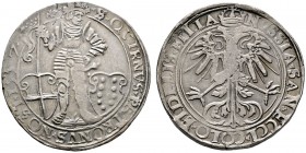 Neuss
Taler 1557. Hl. Quirin mit Fahne zwischen den Wappenschilden von Köln und Neuss stehend / Gekrönter Doppeladler. Noss 37a, Dav. 9593. 28,72 g
...
