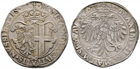 Neuss
Taler 1569. Gekrönter Stadtschild / Gekrönter Doppeladler mit Brustschild sowie Titulatur Kaiser Maximilian II. Noss 56, Dav. 9595. 29,05 g
fe...