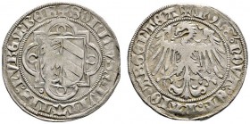 Nürnberg
Schilling o.J. (1457). Stadtschild im gespitzten Vierpass / Links blickender Adler. Ke. 107, Slg. Erl. 75. 2,43 g
gutes sehr schön