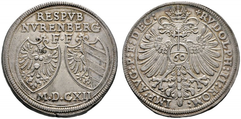 Nürnberg
Reichsguldiner zu 60 Kreuzer 1612. Ähnlich wie vorher, jedoch mit Titu...