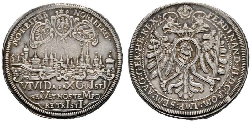 Nürnberg
1/2 Taler 1631. Drei Wappen über Stadtansicht, darunter in Kartusche d...