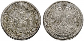 Nürnberg
1/2 Taler 1693. Drei Wappen zwischen zwei Füllhörnern mit Früchten, oben ein Engelsköpfchen / Gekrönter Doppeladler mit Brustschild Kastilie...