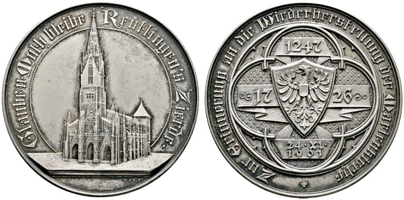Reutlingen
Mattierte Silbermedaille 1901 von Mayer und Wilhelm, auf die Neueinw...