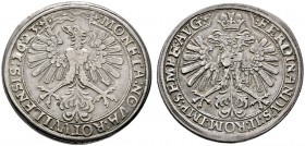 Rottweil
Taler 1623. Münzmeister Johann Martin. Linksblickender Stadtadler / Gekrönter Doppeladler sowie Titulatur Kaiser Ferdinand II. Nau 30, Dav. ...